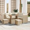 VidaXL 8-Piece Garden Sofa Set with Cushions In Beige Poly Rattan and Acacia 3361486