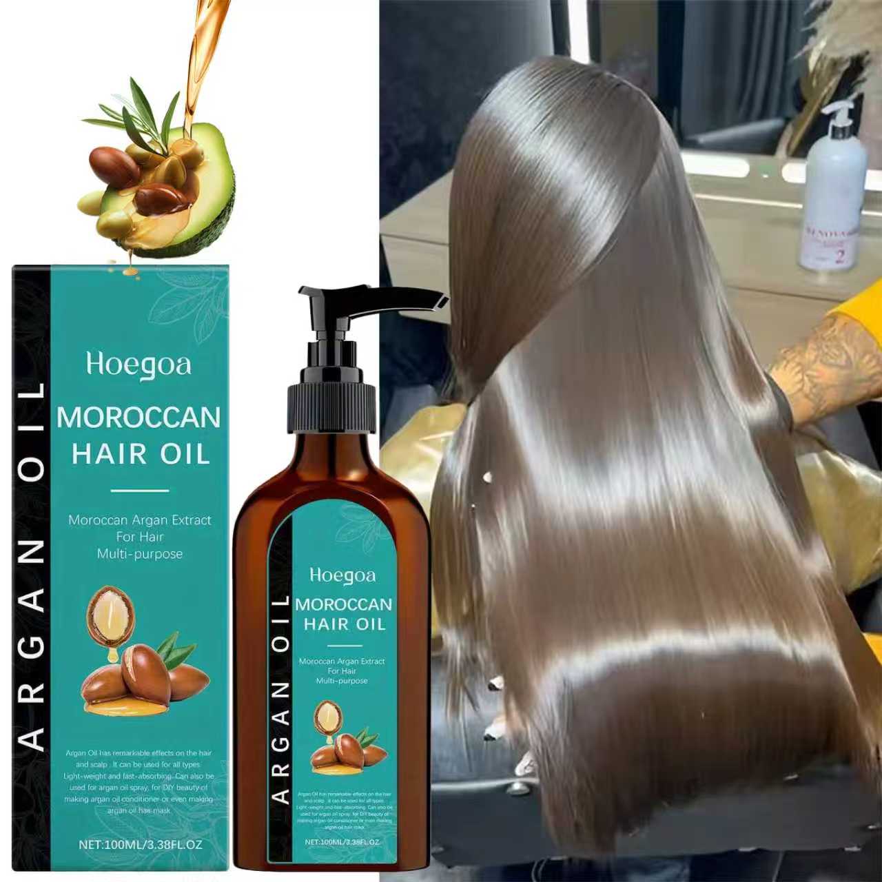 Moroccan Hair Oil for Women 100ml Argan Extract Avocado Oil Vitamin E Smooths Rough Hair Adds Softness and Shine 100ml