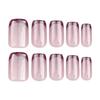 24 Pieces Hot-selling French Red Manicure Naked Powder Cat Eye Wearable Fake Nail Nail Film Short Nail Patch