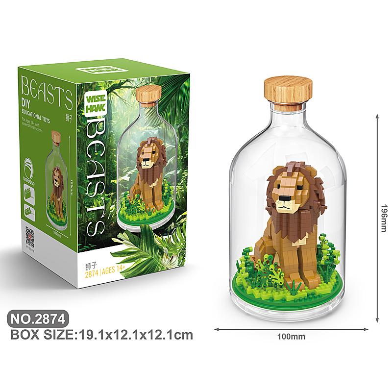 New Product Simulation Animal Series Creative Children's Toys Bottled Building Blocks Flamingo Seahorse Educational Gift Model