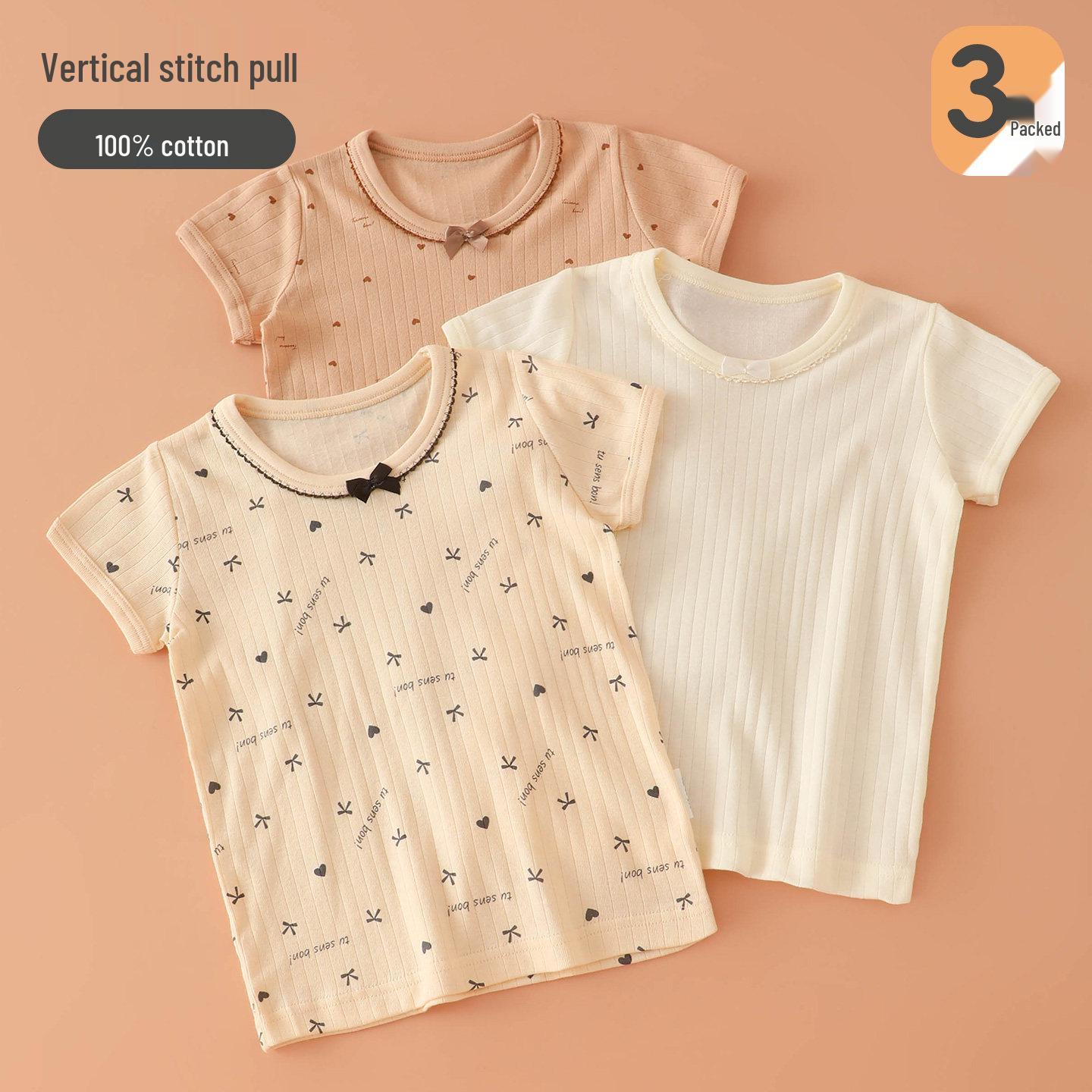 Girls Cute Short-Sleeve Summer T-Shirt – Pure Cotton Round Neck for Toddlers Size 110