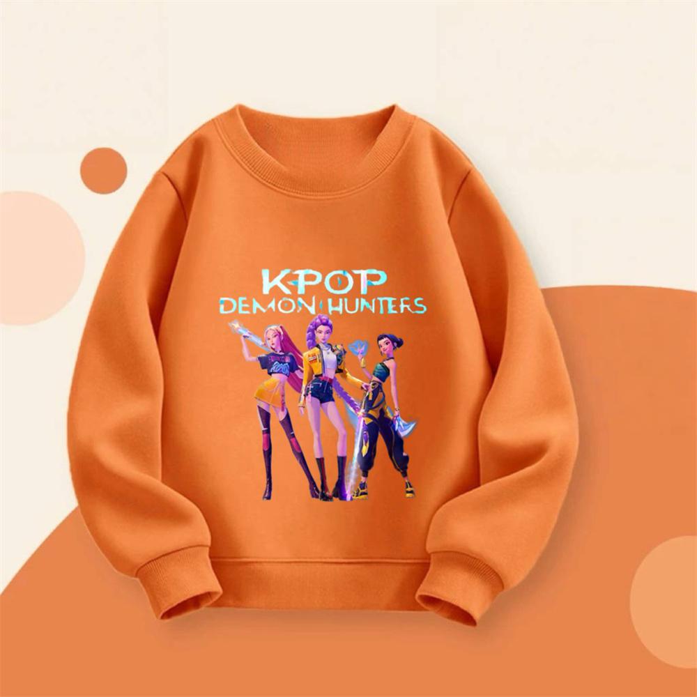 Girls Sweatshirts Fashion Casual Long Sleeve Children's Kpop Demon Huntrix Hoodie Outer Wear Toddler Cartoon Printed Pullovers
