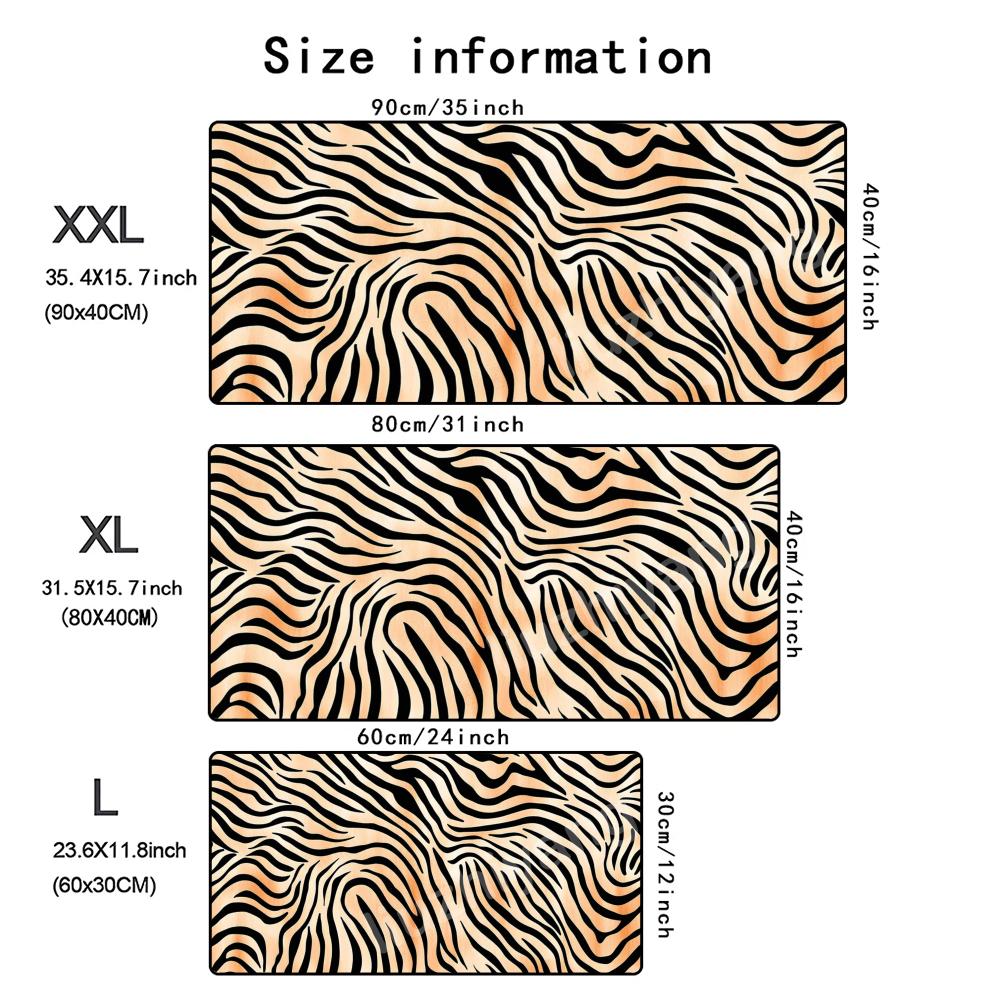 Tiger Stripes Mouse Pad Large Computer Office Game Table Mat Rubber Antislip Stitched Edge Keyboard Mats 90x40 Xxl Desk Pads