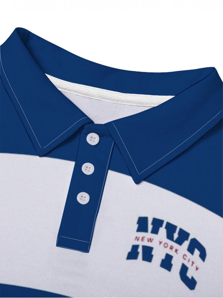 [Printed Design - Not Textured] Men'S Casual Golf Shirt, Comfortable And Stylish, Striped Short-Sleeve Polo Shirt