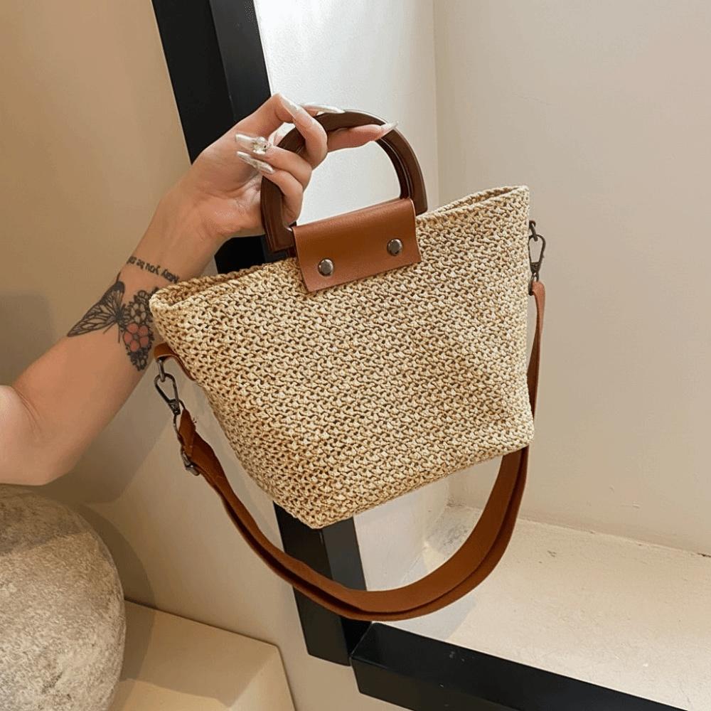 Fashion Weaving Straw Straw Bag Top Handle Bohemian Style Crossbody Bag Hand Woven Bag Beach Vacation