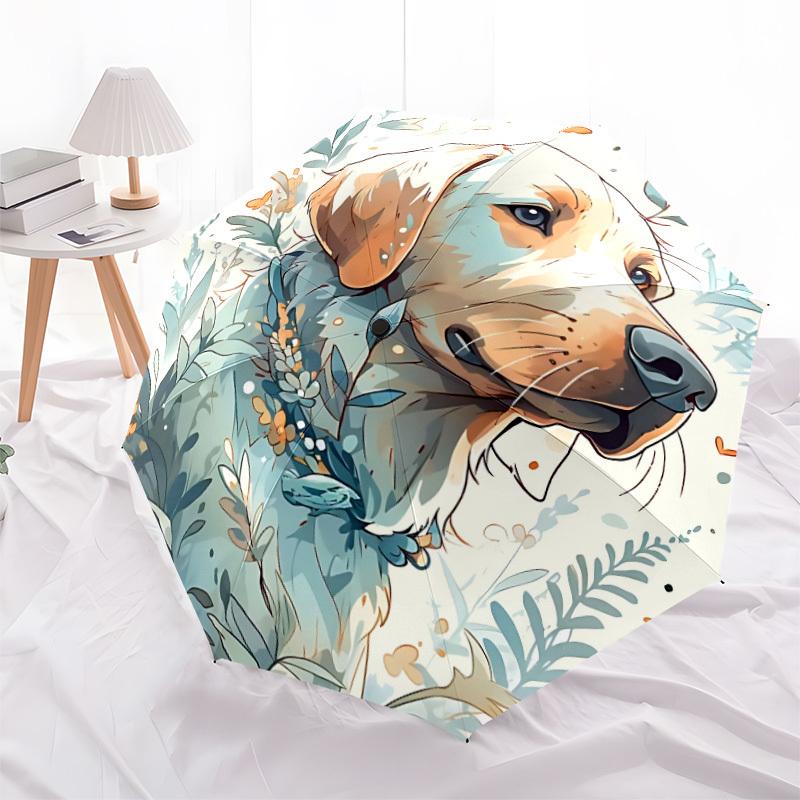 1pc Floral Pet Puppy Fashionable Automatic Opening/Closing Folding Umbrella with 8 Bones, Windproof Portable, Daily Use030