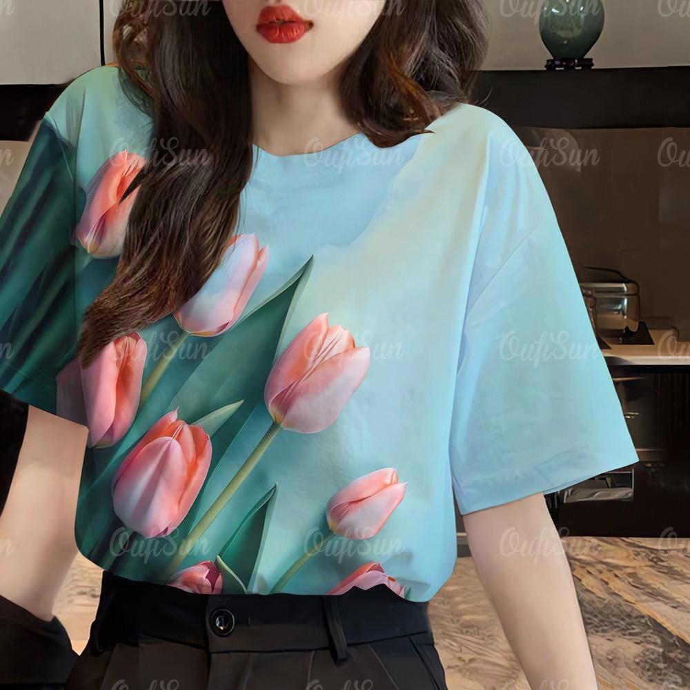 3D Printed Women s T-shirt Fashion Short Sleeve T-shirt M