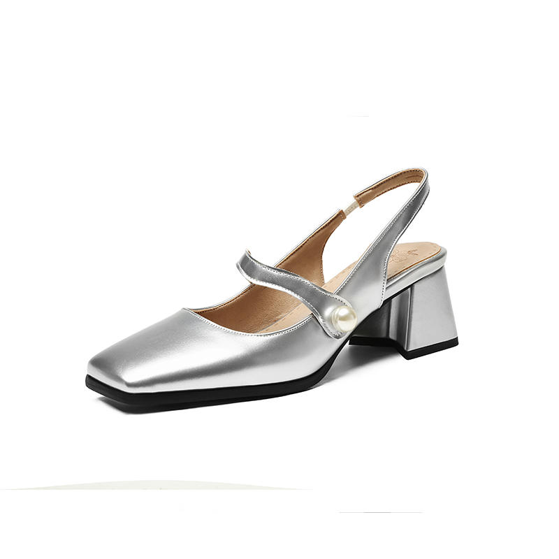 Women's high-heeled sandals spring and summer new simple and comfortable thick heel large size light mouth bag head sandals