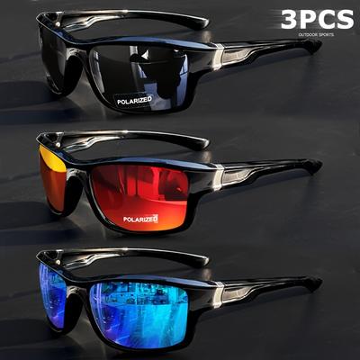 3 bucăți retro ochelari de soare sport polarizați pentru bărbați, cadru PC durabil, lentile TAC pentru drumeții, pescuit, sport cu motor