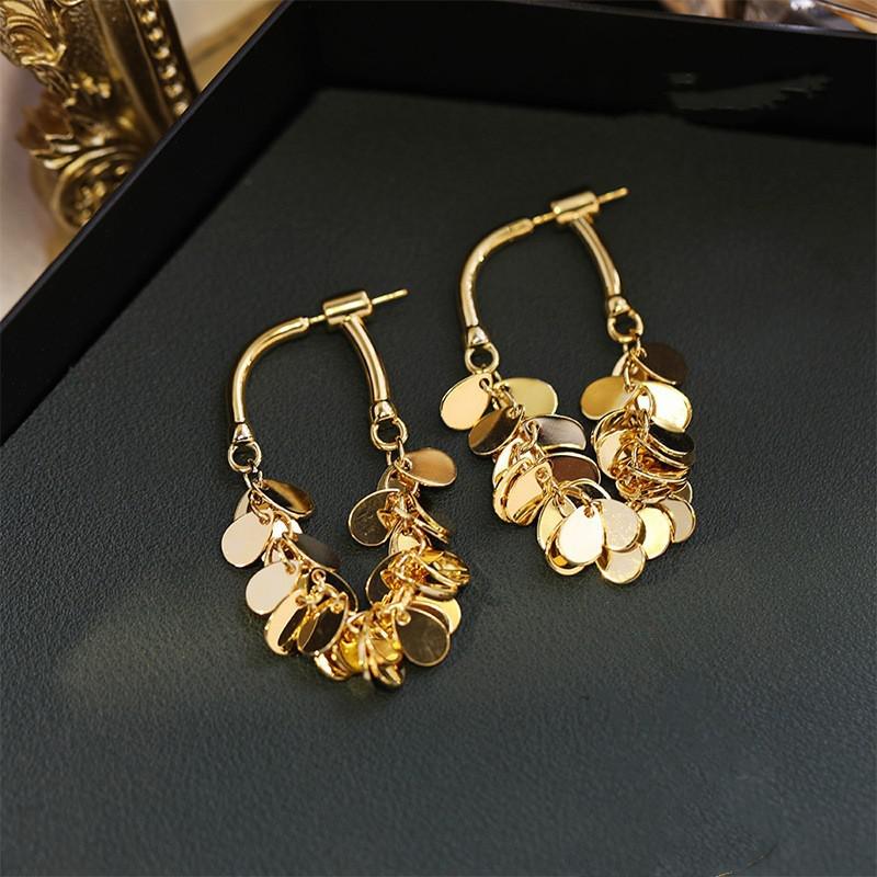 

Новинка 2023 года, роскошные нежные длинные серьги-капли с кисточками, модные универсальные металлические женские украшения, серьги для девочек золотой