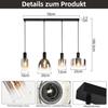 Lampe suspension - NETTLIFE - 4 flammes - Noir - Métal - E27 - Hauteur réglable