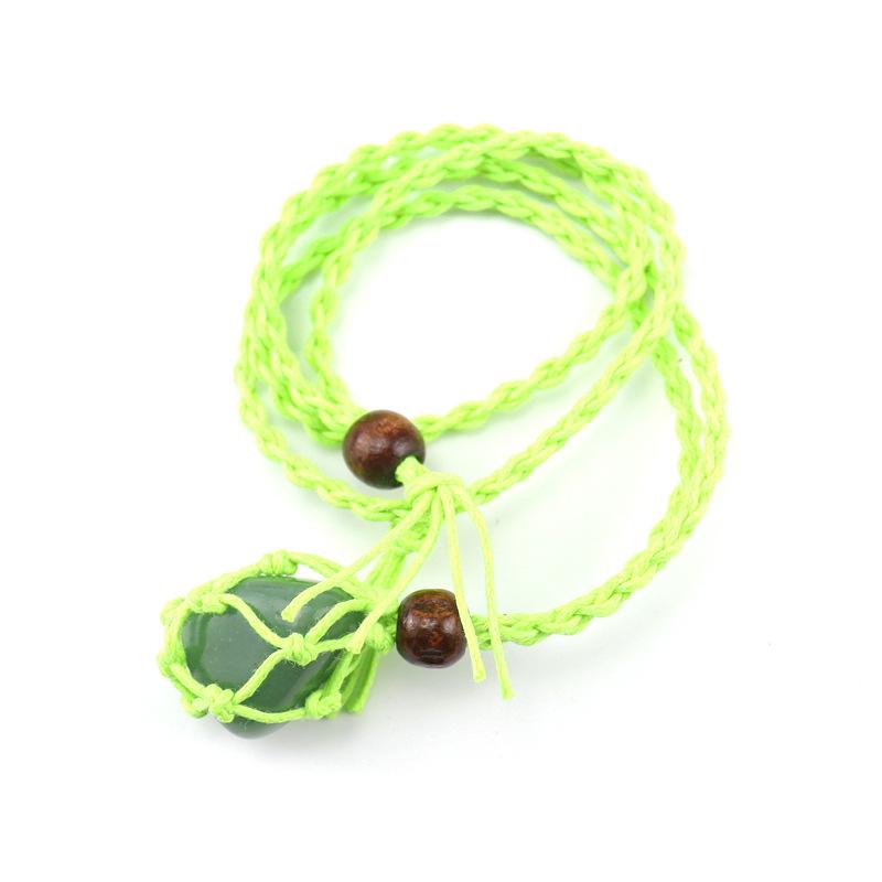 Natural Stone Mesh Pocket Woven Necklace Pendant Adjustable Retractable Mesh Pocket Hand Woven Necklace N557