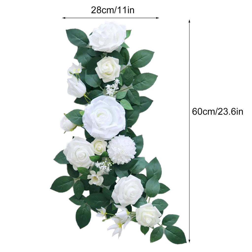 Simulation Rose Chairs Back Pew Flower Garland Arrangement Floral Swags Arch Decor Vine Wedding Aisle Chair Home Decorations