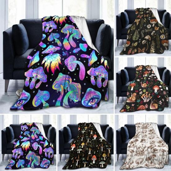 Mushroom Blanket Machine Washable Soft Flannel Blanket Warm Cozy Throw Blanket for Kids Adults Farmhouse Bed Sofa Couch
