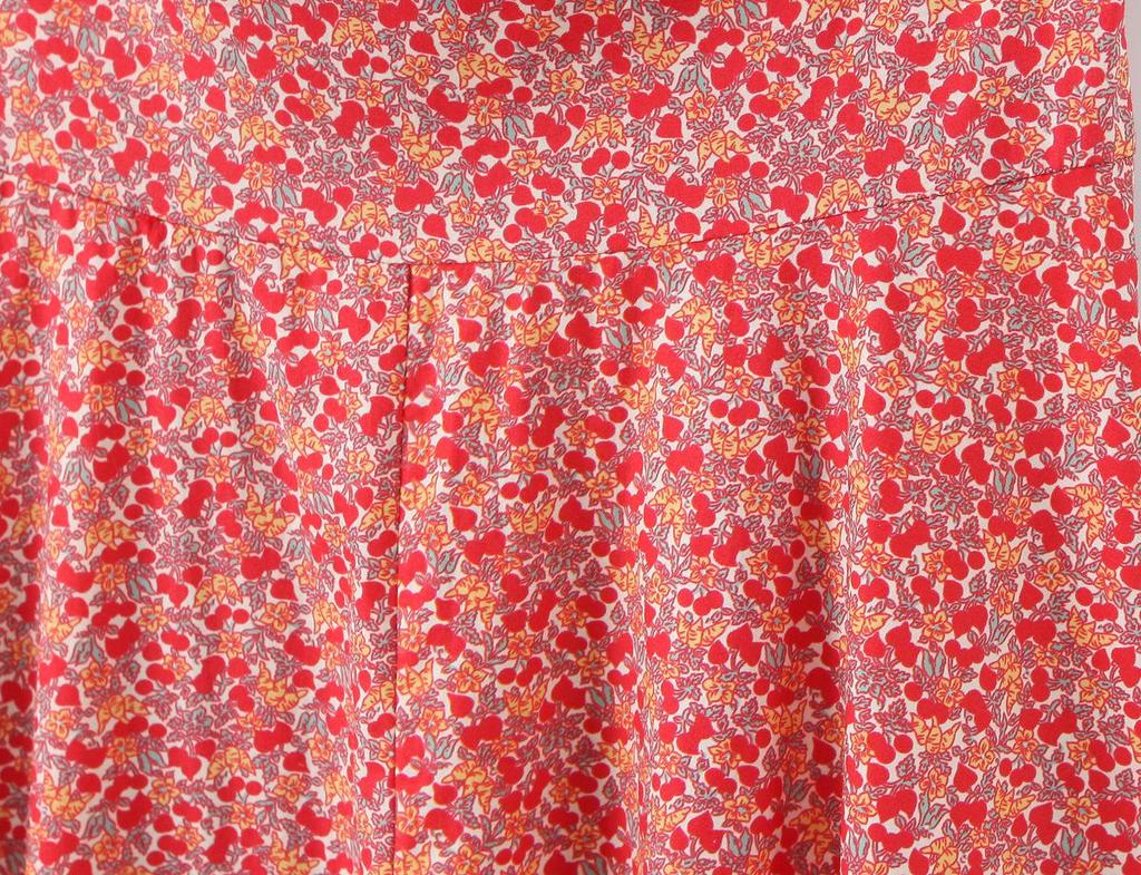 Women's Summer 2026 Floral Halter V-Neck Slimming Long Red Dress