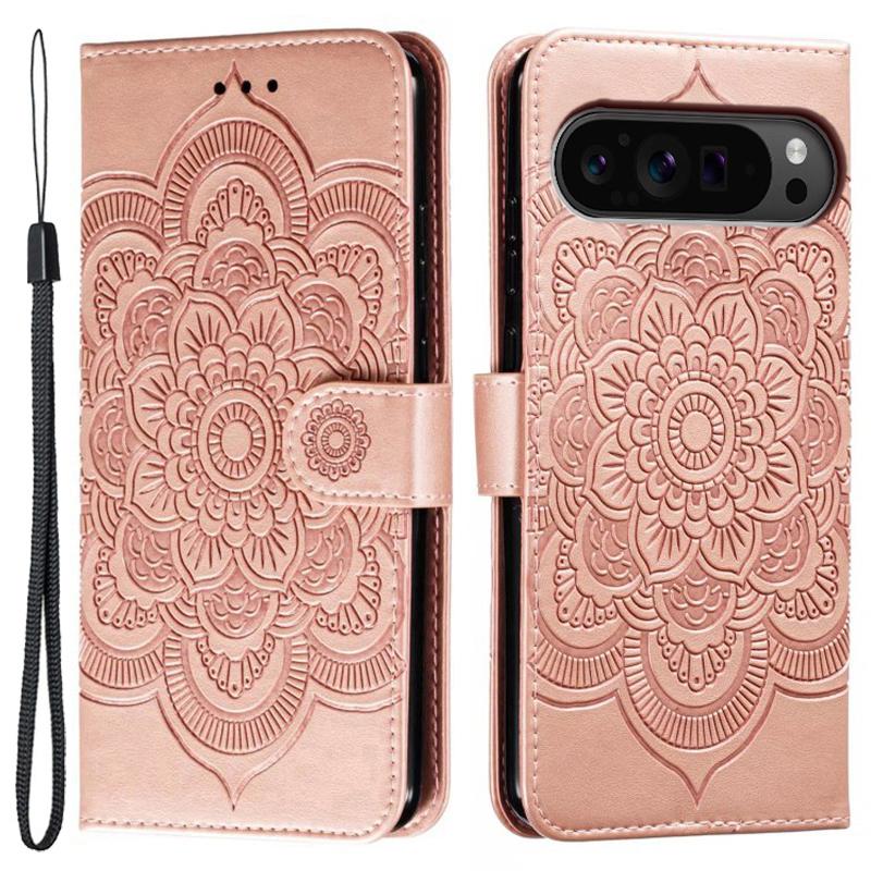 For Google Pixel 10 Pro XL/9 Pro XL Case PU Leather Mandala Imprinted Design Wallet Phone Cover