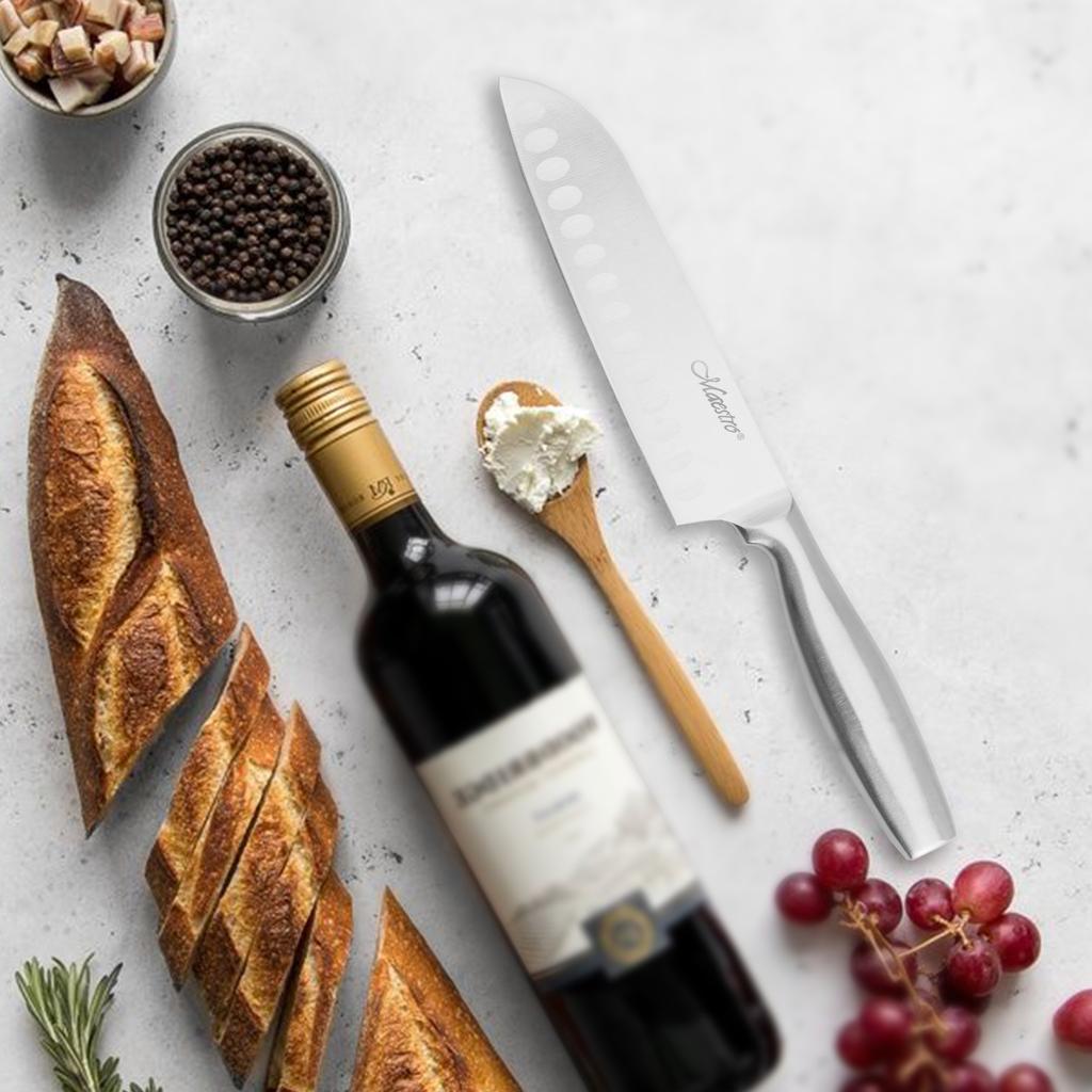 Nóż Santoku 17.5cm stalowy pojedynczy kuchenny MAESTRO MR-1475