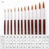 12PCS Round & Flat Head Paint Brush Set Wine Red Polished Handle Soft Nylon Fiber Watercolor Brushes Reinforced Connection
