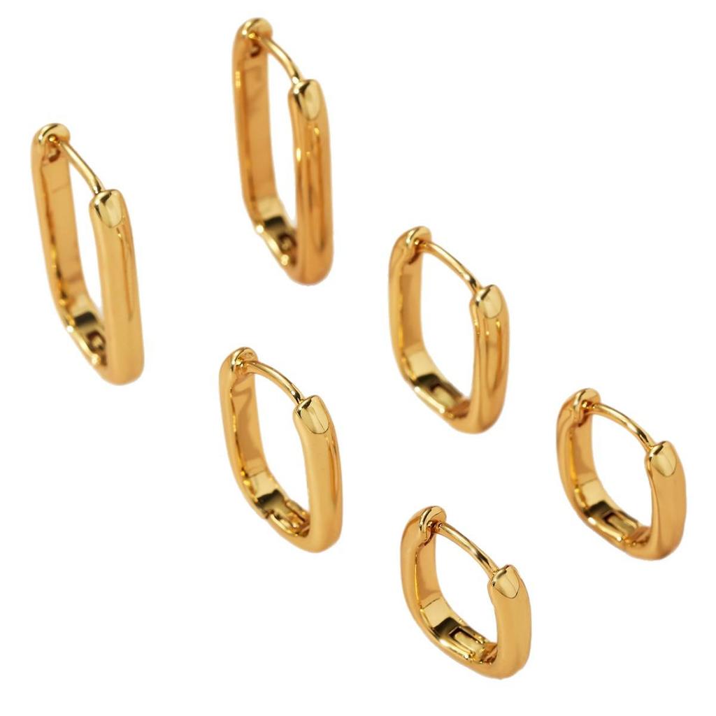 Minimalist European & American Square Hoop Earrings: High-End, Versatile, Light Luxury for Women