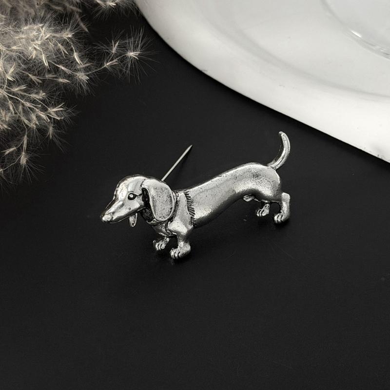 Dog Shape Brooch Pin Antique Finish Enamel Look Lapel Pin Accessories For Coat Bag Scarf Casual And Office Outfit
