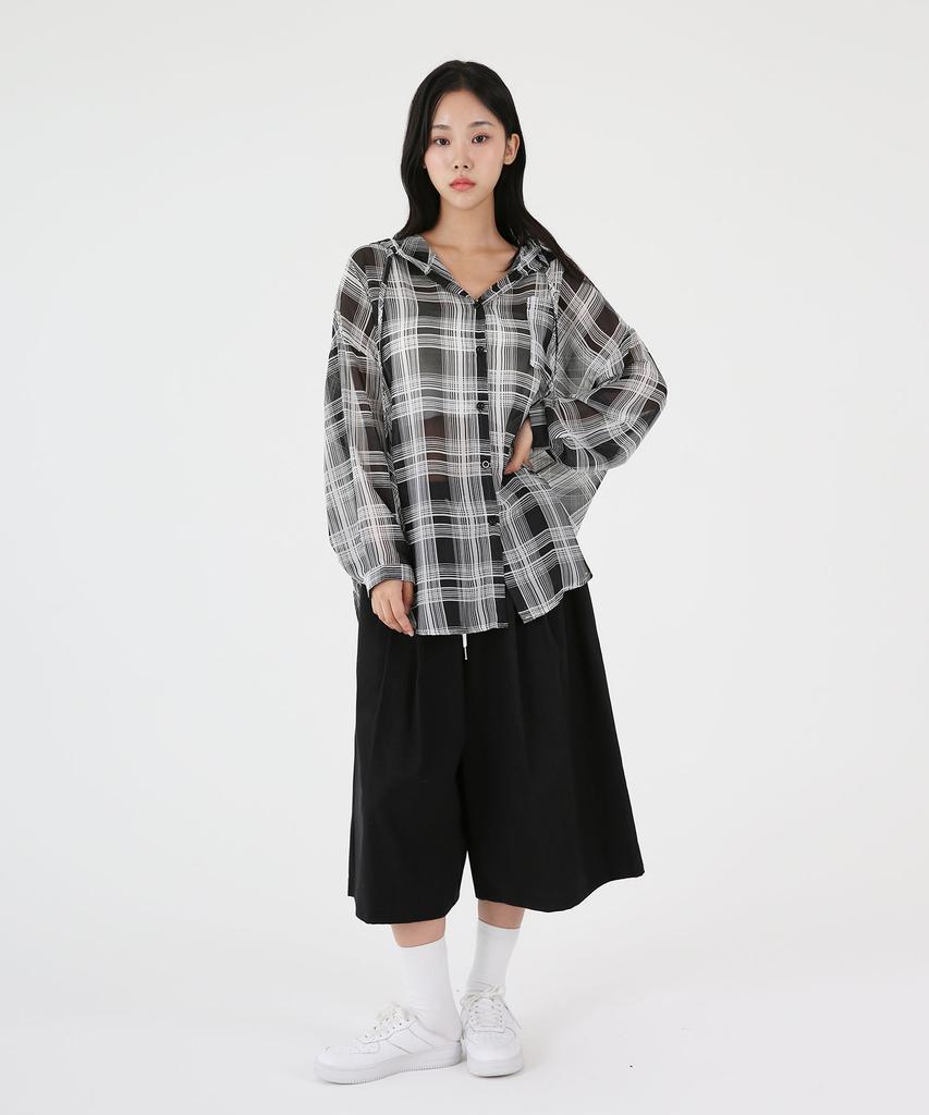 UMM Women'S See-Through Oversized Check Hoodie