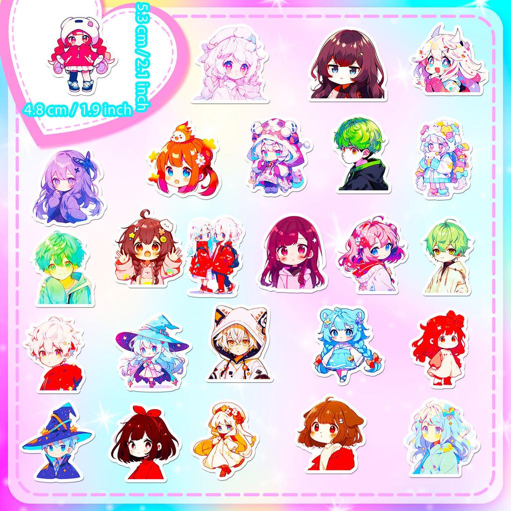 50 Pegatinas de Dibujos Animados Anime Versión Q Divertidas Nuevas Lindas Dibujos Animados DIY Periférico Nicho Creativo Publicaciones Ipad