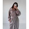 Moda Donna Autunno e Inverno Tuta a Manica Lunga da Donna Casual Mezza Apertura Vita Elastica Tuta Intera
