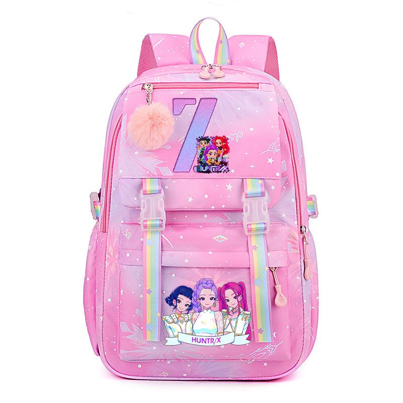 Anime Cartoon Letter Print Small Fresh Rainbow Backpack Korean Version Trend Student Large Capacity Schoolbag