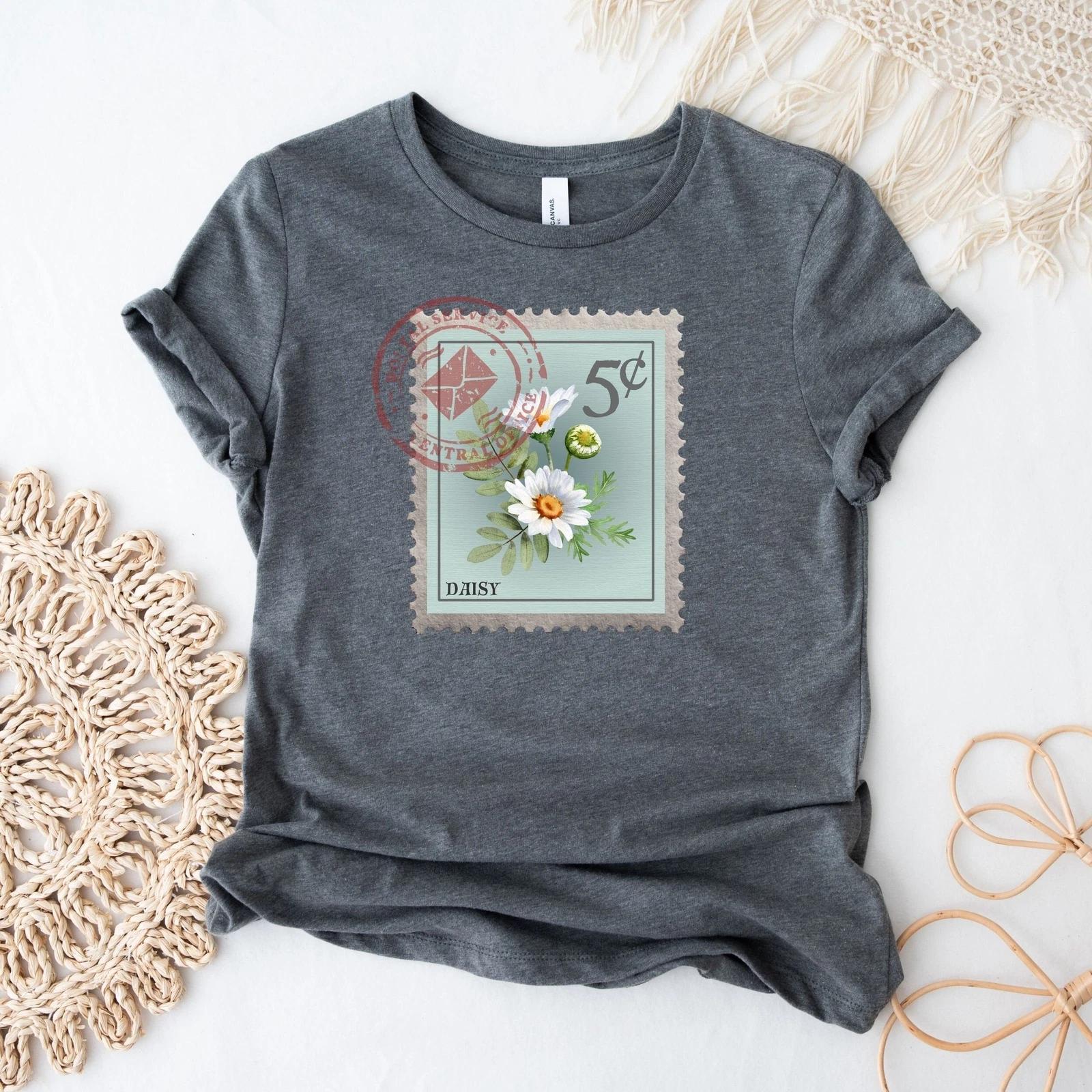 Daisy Flower Postage Stamp Shirt L