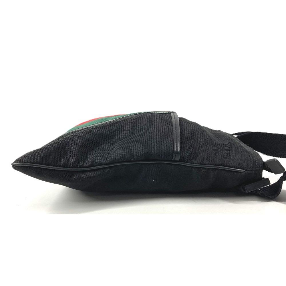 Gucci 181067 GG Logo Bag Crossbody Shoulder Bag Nylon Black