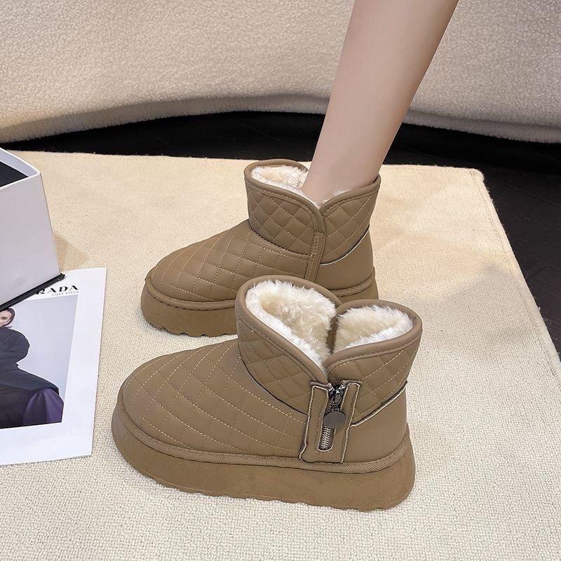 

Женские легкие зимние утепленные флисом ботинки на толстом каблуке с отделкой мехом, нескользящие, повседневные, спортивные, из замши, водонепроницаемые, хлопковые ботинки 40 хаки