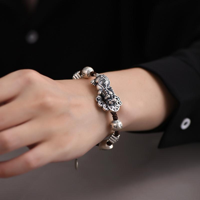Xiangxu2024New Pixiu Bracelet for Men, Vintage Chinese Style Mantra Bead Bracelet, Multi-Treasure Bracelet, Direct Sale