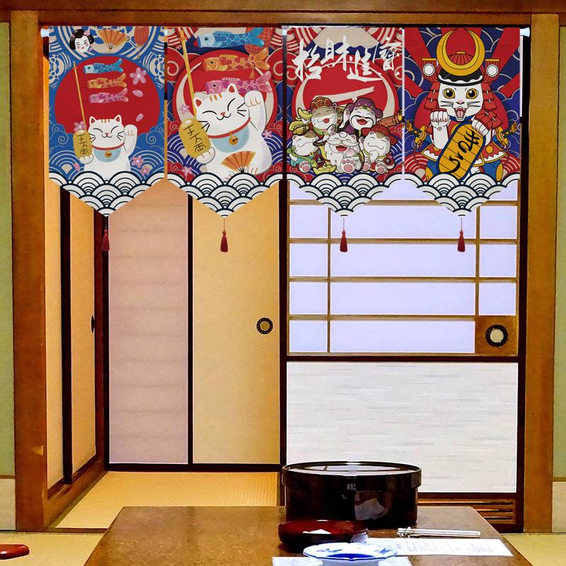 Japanese Short Curtain Doorway Noren Sushi Shop Triangle Flag Kitchen Home Decor Drapes Ramen Restaurant Hanging Half-Curtain