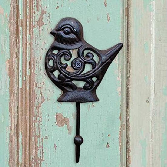 Vintage Cast Iron Bird Wall Hanger Hooks Rack, Decorative Indoor Outdoor Home Garden Country Farmhouse Garage Rustic Wall Mounted Hooks for Hanging