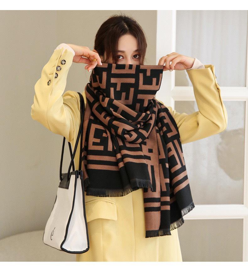 Women's Cashmere Blend Double-Sided Scarf - Autumn/Winter Warm Shawl, Versatile High-End Fashion