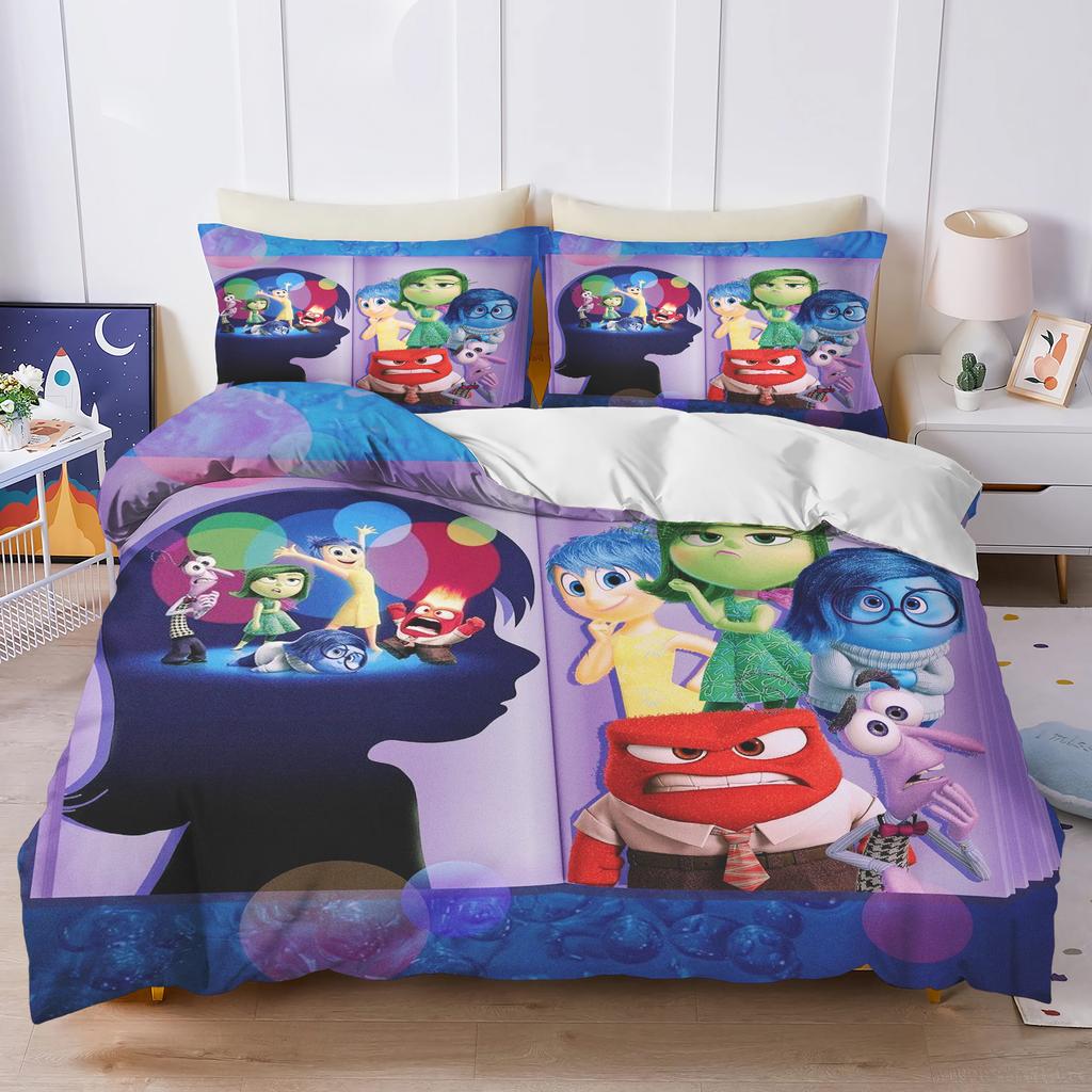 Inside Out Anime Home Bedroom Comforte Nordic polyester material suitable for children and adults 3-piece set