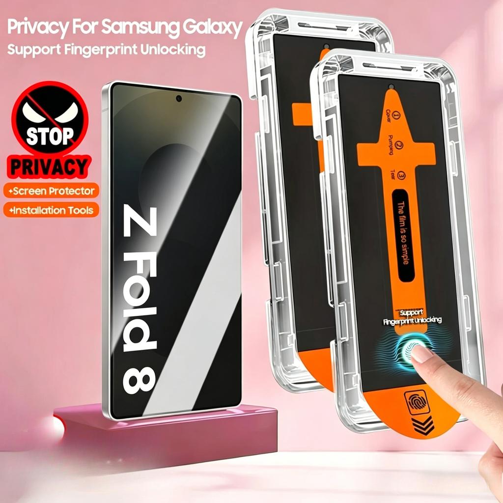 3 Stück staubfreie Installation Anti-Spy HD Gehärtetes Glas Displayschutz für Samsung Z Fold 8 7 6 5 Oleophobe Beschichtung Vollabdeckung