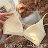 Women Thin Strap Deep V Backless Wireless Gathering Triangle Cup Bra