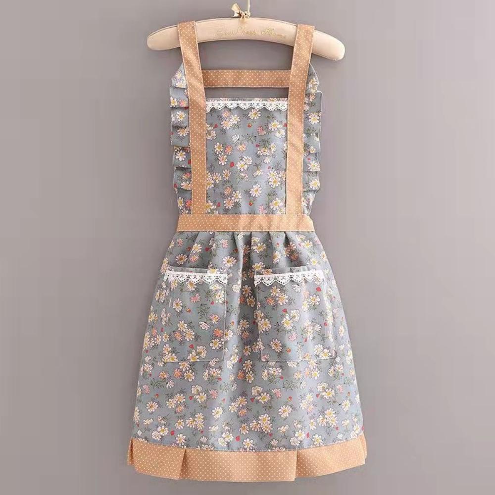 Breathable Princess Skirt Apron with Double Pockets for Women  Ideal for Home Kitchen Cooking. Anti-fouling and Durable Work Clothes.