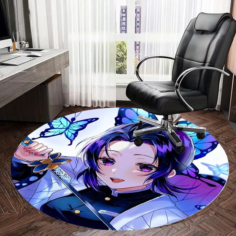 1pc Butterfly Warrior with Sword Round carpet, Made of Polyester,Perfect for Decorating Office Chairs, Living Rooms,Vibrant Decorative Rug
