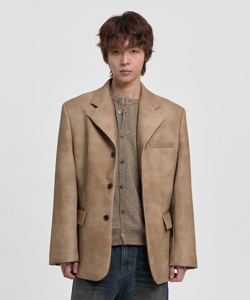 Juan Homme 3-Button Blazer Jacket (Beige)