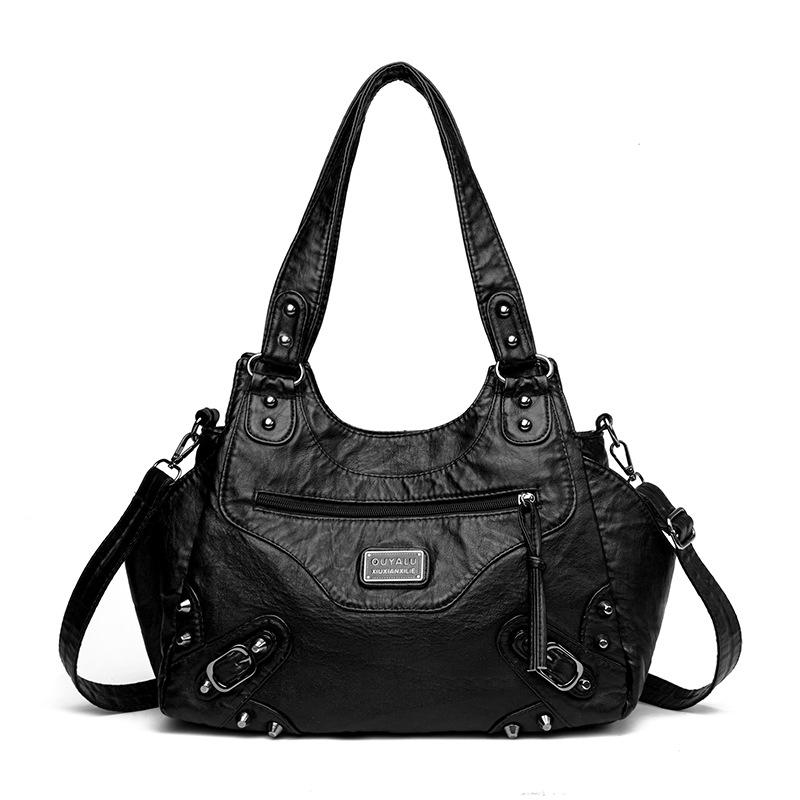 

Women s Soft Leather Tote Bag Shoulder Bag чёрный