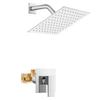 Cross-border Shower Booster Water-saving Function 8-inch Household Bathroom Chrome Stainless Steel Square Concealed Shower Set