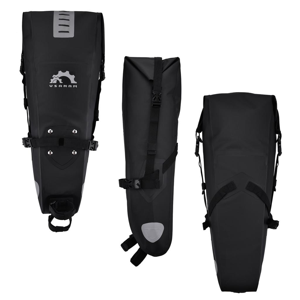 Bike Saddle Bag 10L Waterproof Adjustable Bike Seat Bag Bike Packing Gear with Roll Top Closure Bikepacking Bags for