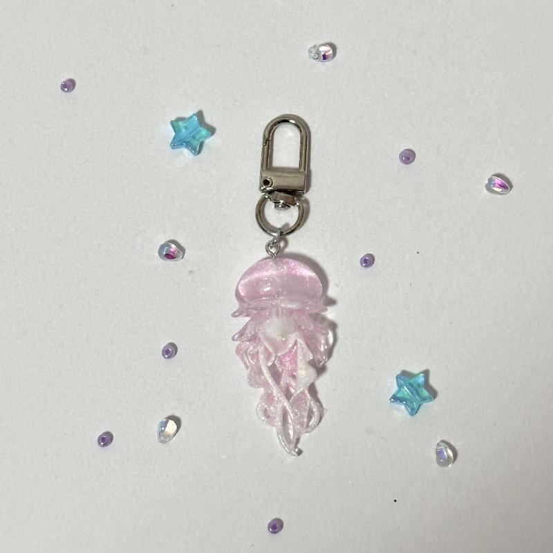 Creative Jelly Color Jellyfish Star Keychain Y2K Beaded Pendant Phone Chain Car Keyring Bag Hanging Decoration Ornament Gifts