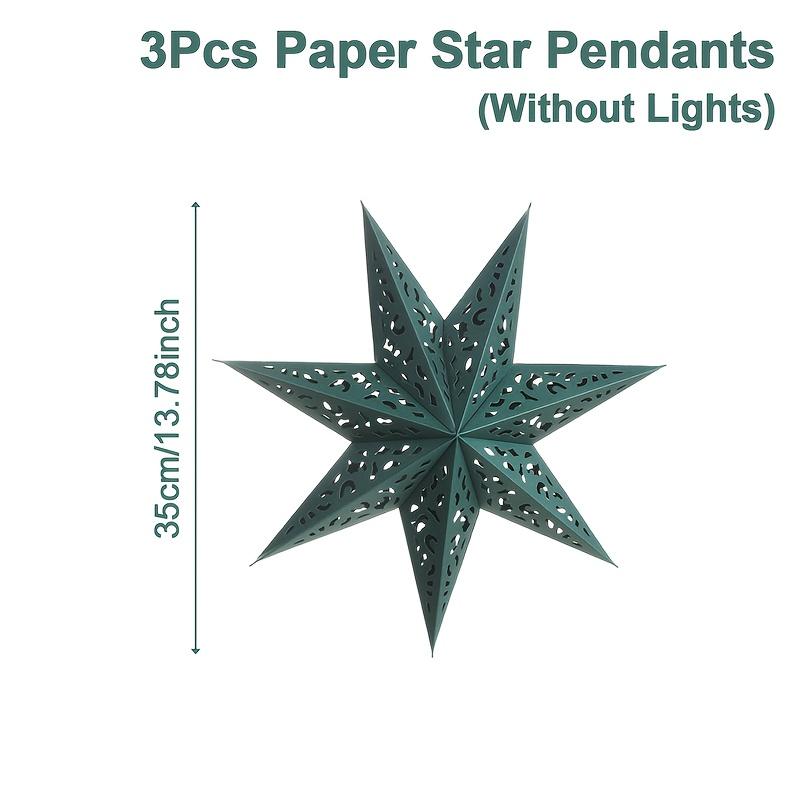3pcs Elegant Paper Star Hanging Pendants, Ideal for Party & New Year Decor, Festive Atmosphere, No Electricity Needed