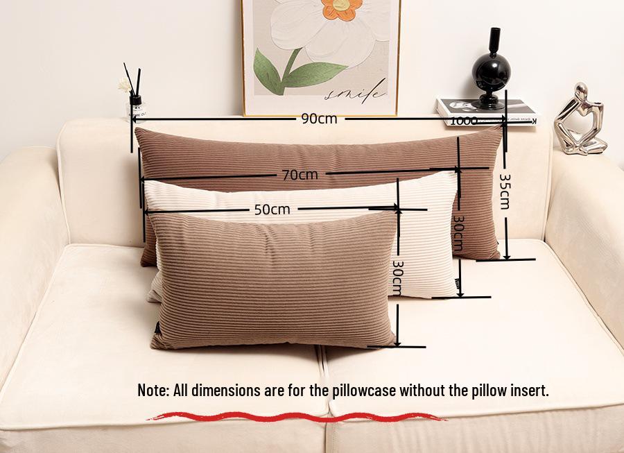 Corduroy Lumbar Throw Pillow with Removable & Washable Cover