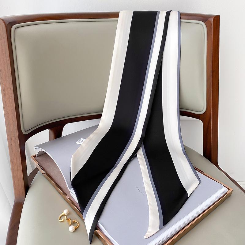 

Новый корейский стиль Модная декорация Тонкий узкий длинный шарф для женщин Простой шарф с цветными блоками Декоративный шарф Маленький шарф Повязка для волос Сумка 15*150cm