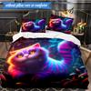 Magic Cat Fantasy Art 3pcs K-pop Music Group Bedding set,Ideal for Bedroom, Dormitory,Including Duvet Cover And 2pcs Pillowcases,Fan Gifts