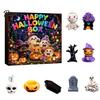 Halloween Countdown Calendar Advent with 9 Mini Resin Figures, Day Spooky Miniature Pumpkin Skeleton Figurines To Calendar, Surprise Collectible